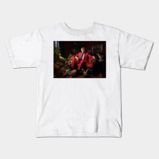 Trump sit on coach with red suit Kids T-Shirt